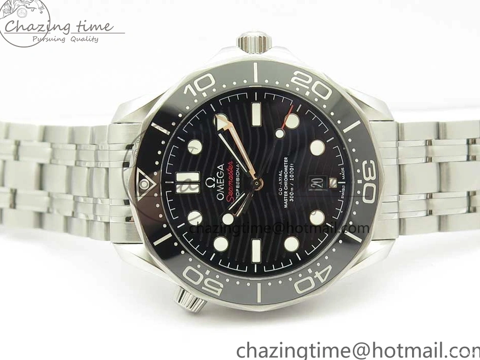 0524 2018 Seamaster Diver 300M OMF Best Edition Black Ceramic Black Dial on SS Bracelet A8800 (Black Balance Wheel) Breathable 7959